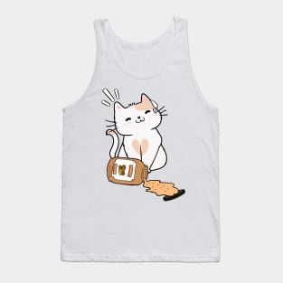 Cute White Cat spilled a jar of peanut butter Tank Top